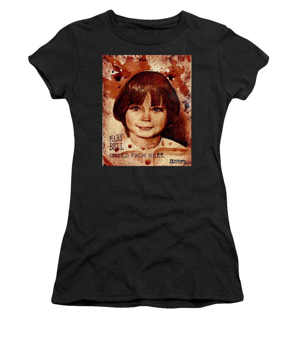 Mary Bell Women's T-Shirt featuring the painting MARY BELL dry blood by Ryan Almighty