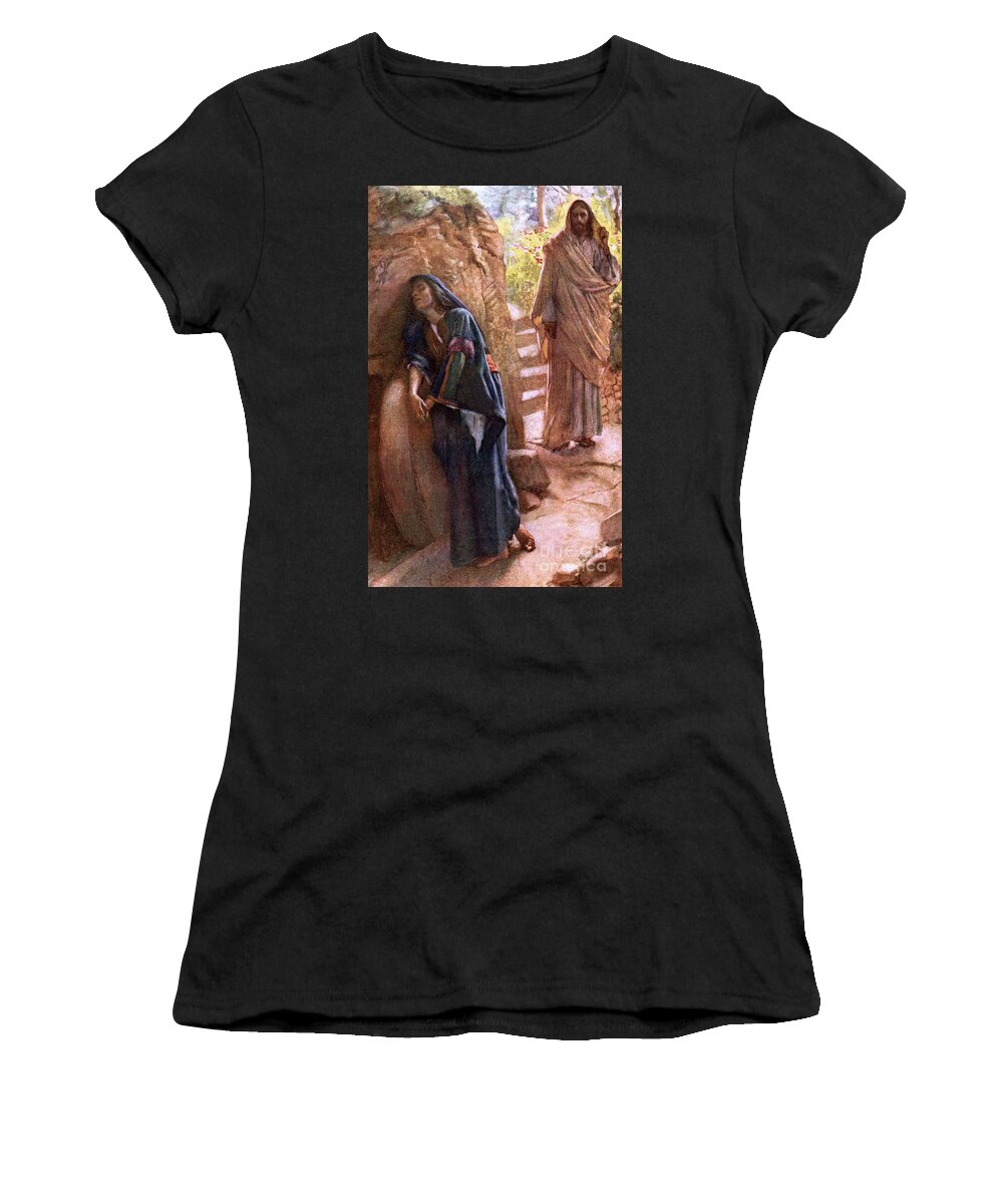 Mary Magdalene At The Sepulchre Women's T-Shirt featuring the painting Mary Magdalene at the Sepulchre by Harold Copping