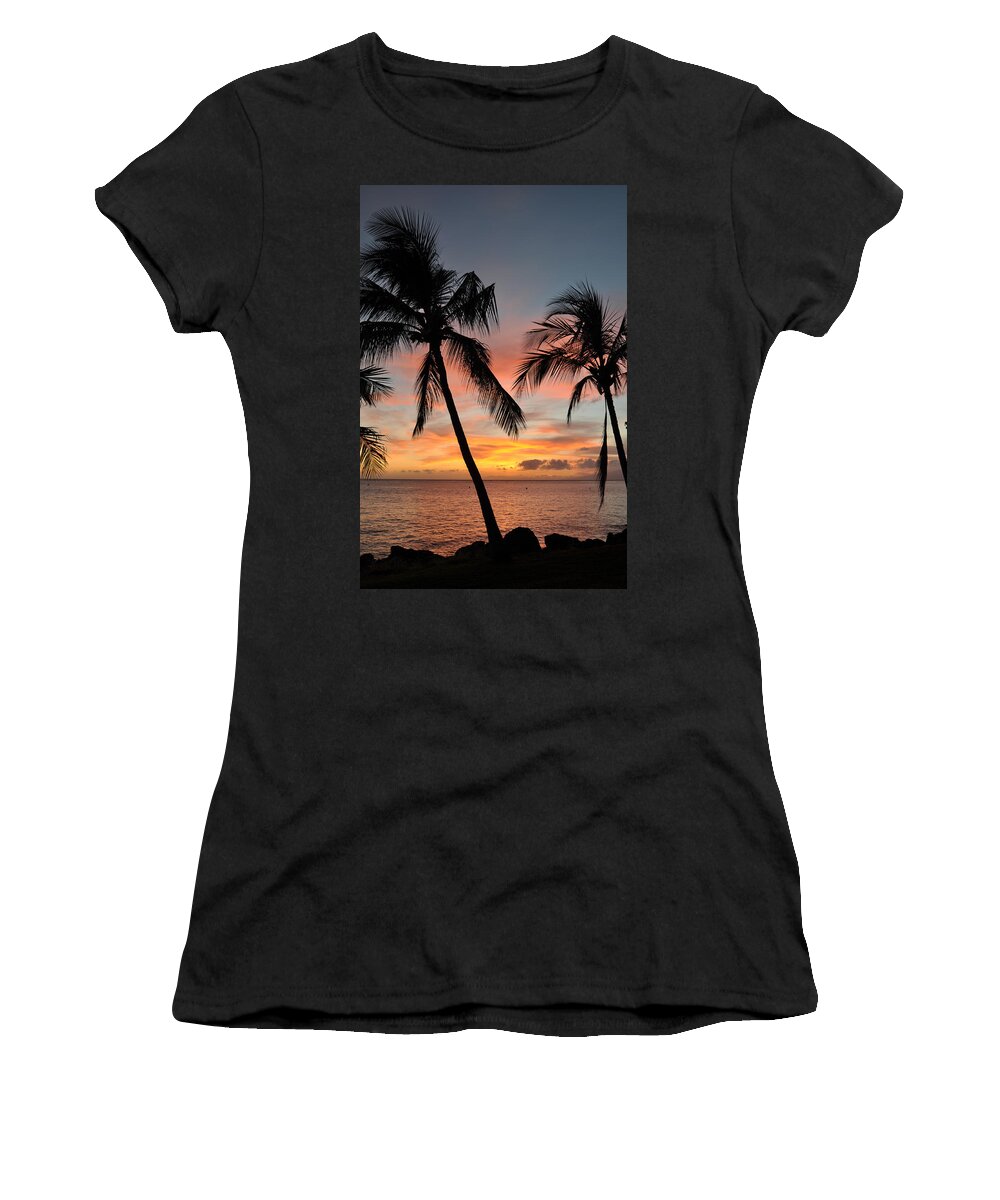 Maui Sunset Palms Women's T-Shirt featuring the photograph Maui Sunset Palms by Kelly Wade