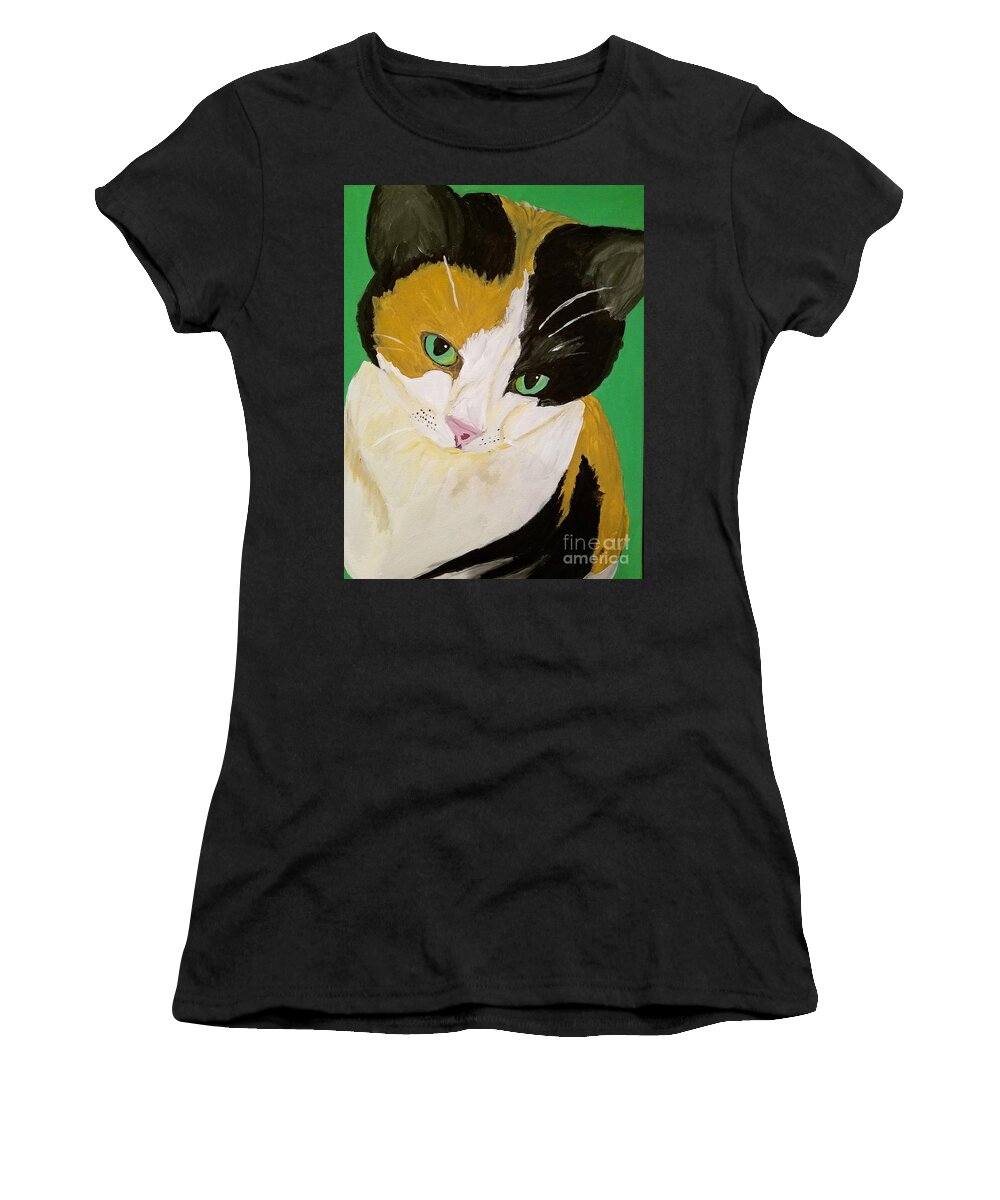 Pet Portrait Women's T-Shirt featuring the painting Megans_Kitty_DWP_2016 by Ania M Milo