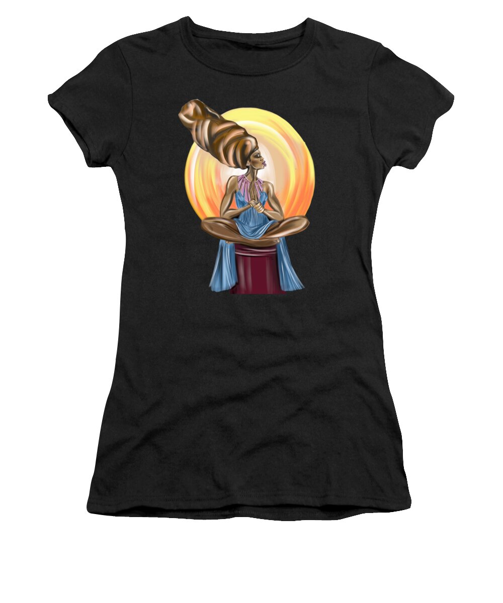 Melanin Women's T-Shirt featuring the drawing Melanin Moon by Terri Meredith