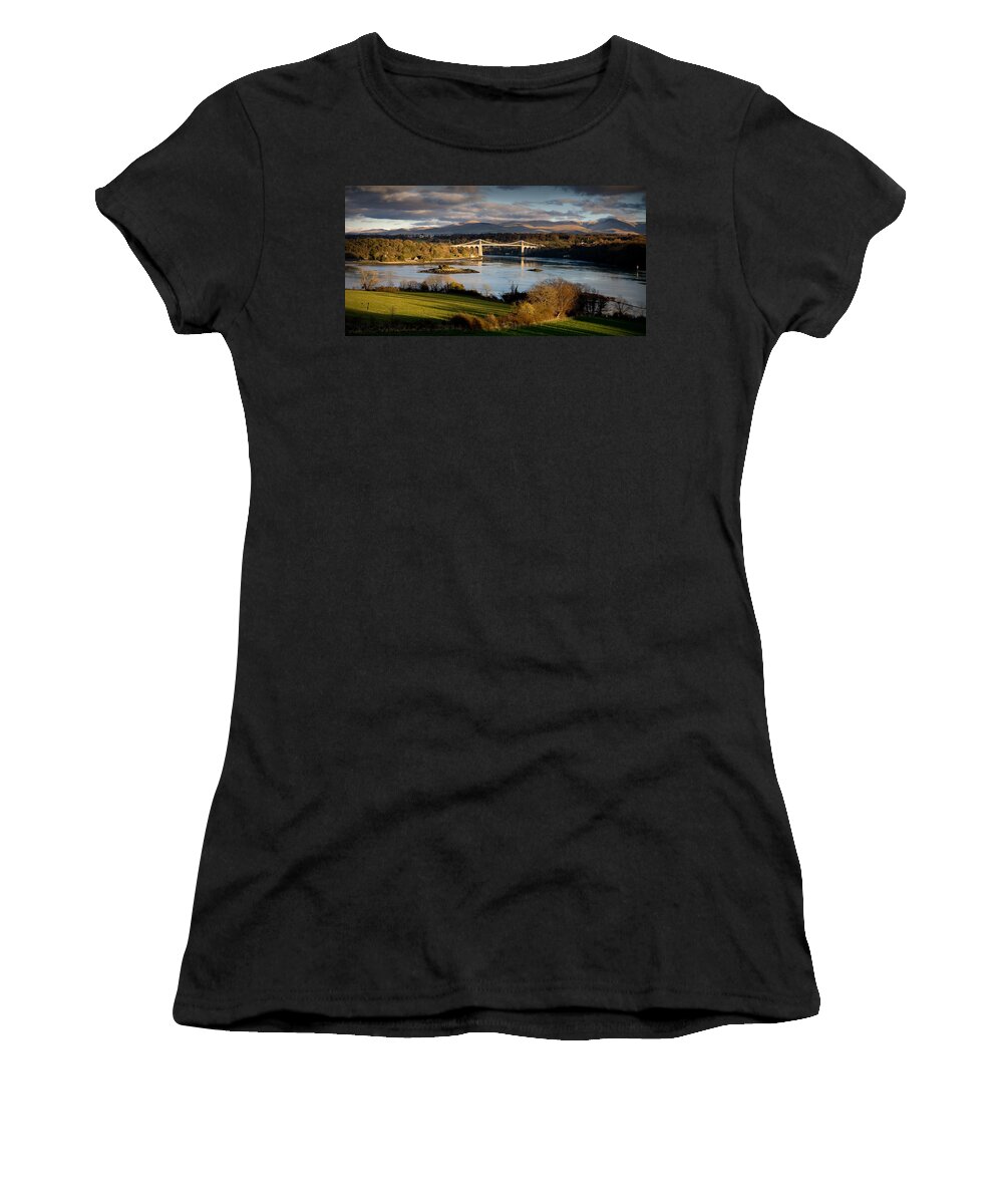 Wales Women's T-Shirt featuring the photograph Menai Strait from Anglesey by Peter OReilly