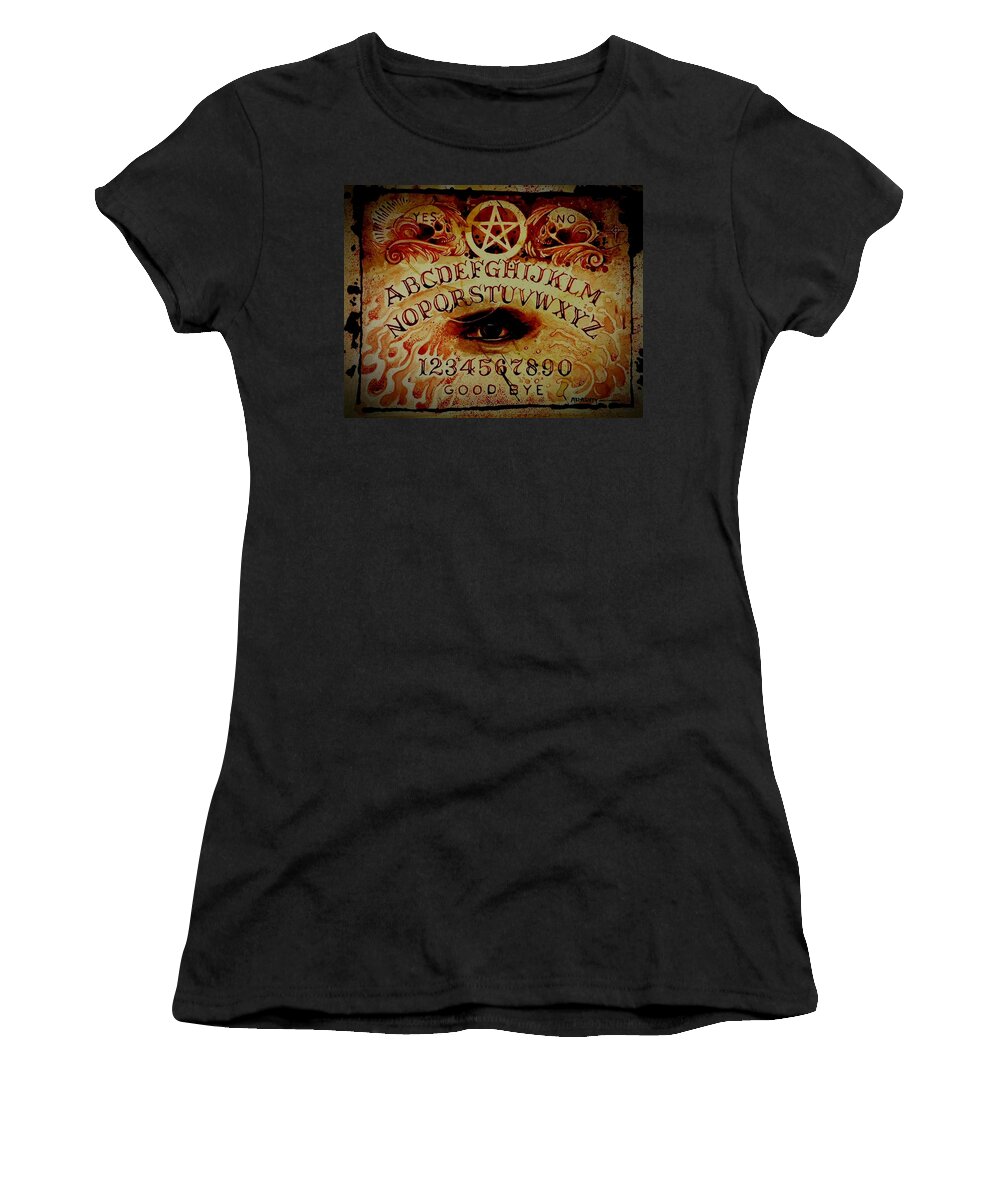 Ouija Board Women's T-Shirt featuring the painting Menstrual Spirit Board by Ryan Almighty