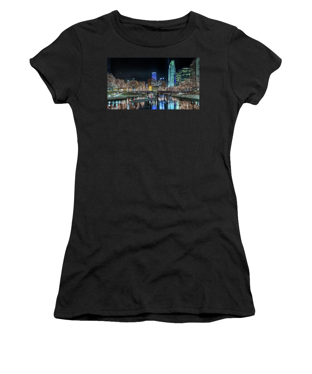 Omaha Women's T-Shirt featuring the photograph Merry Christmas Omaha by Susan Rissi Tregoning