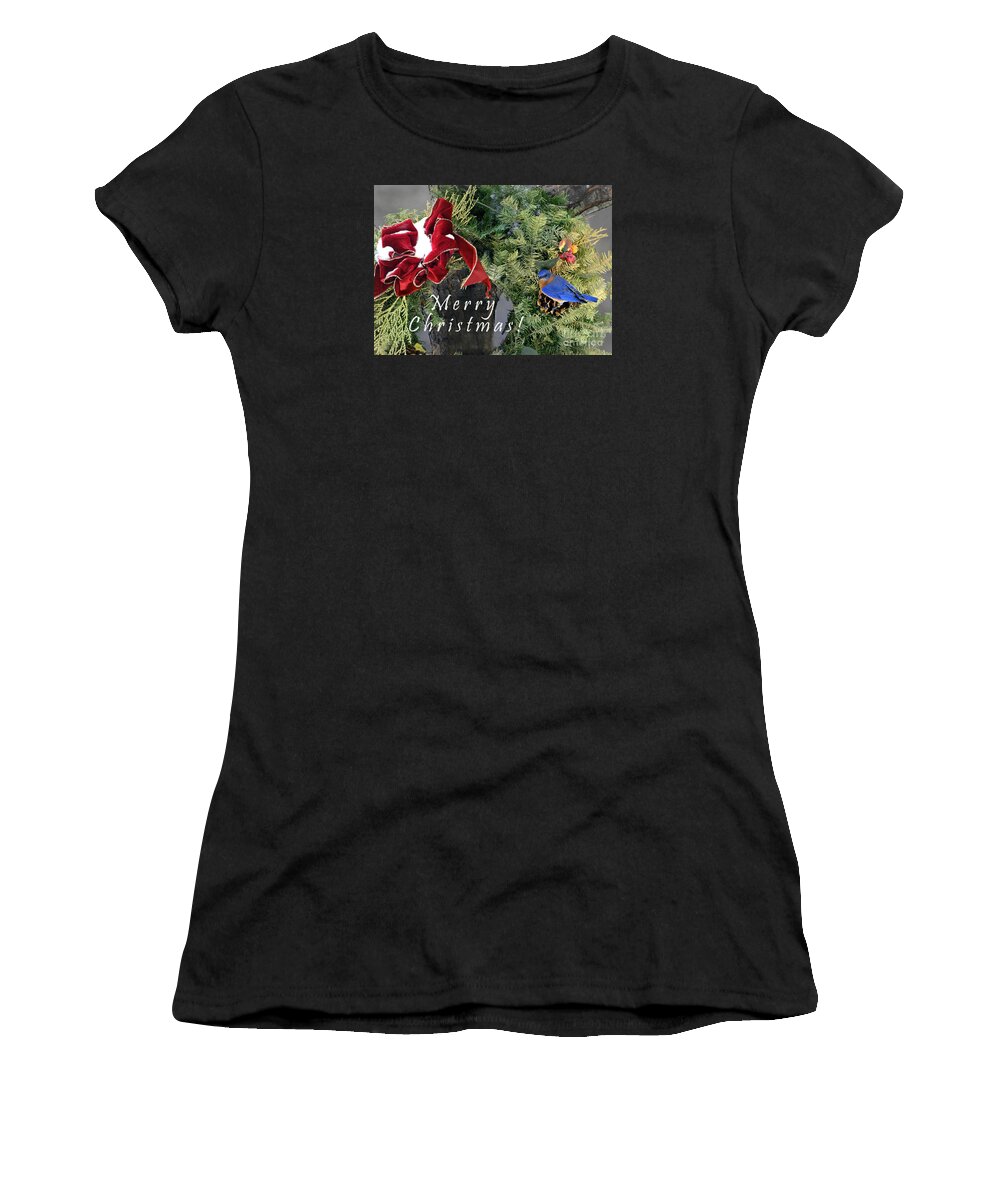 Nature Women's T-Shirt featuring the photograph Merry Christmas Wreath by Nava Thompson