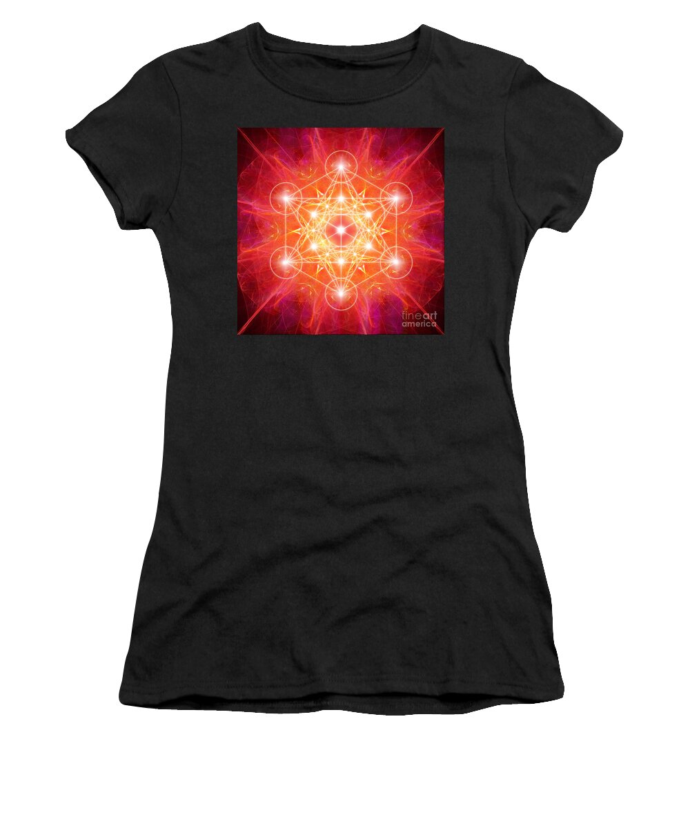 Metatron's Cube Women's T-Shirt featuring the digital art Metatron's Cube light by Alexa Szlavics