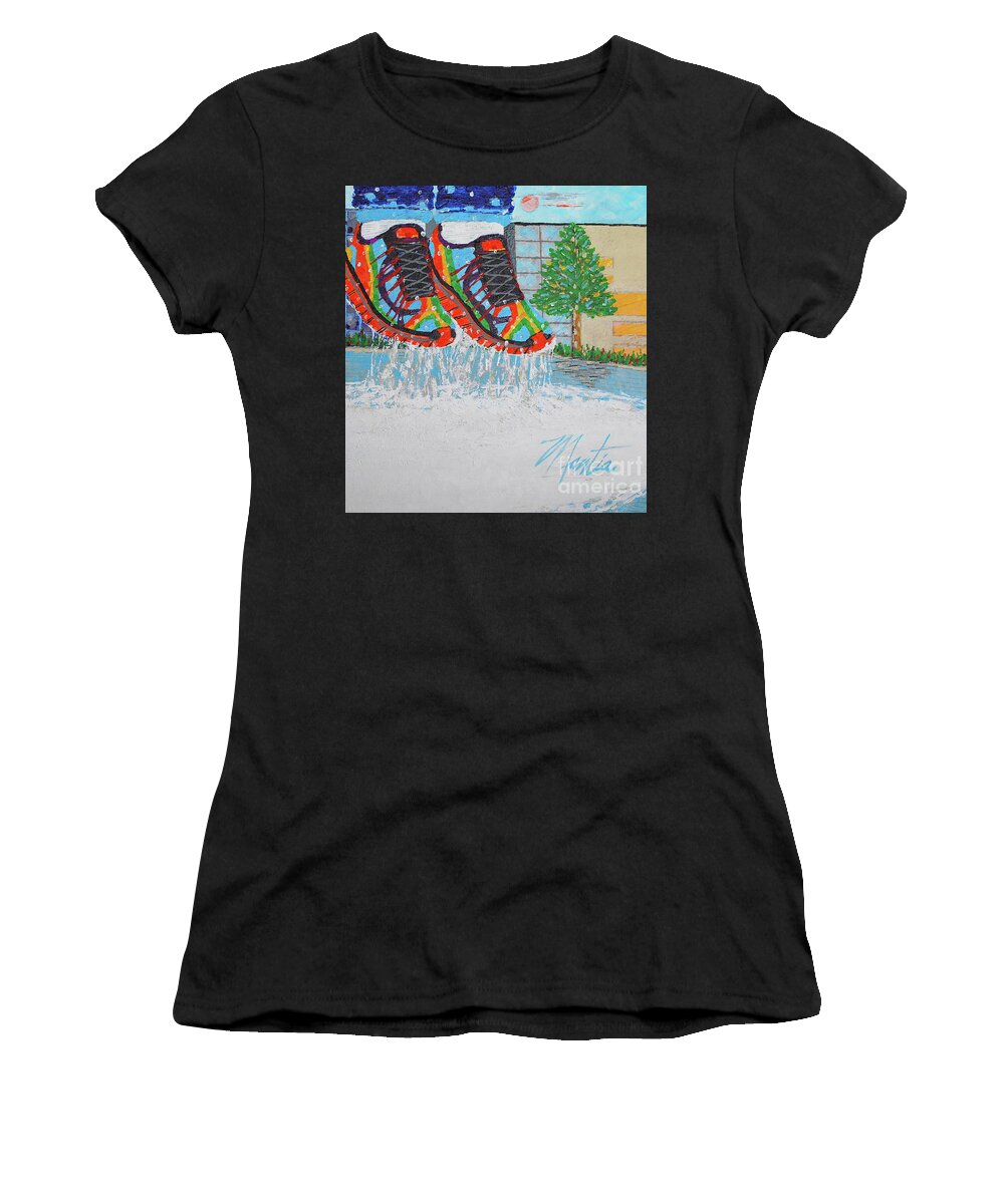 City Seen Women's T-Shirt featuring the painting Mia's Water Sport by Art Mantia