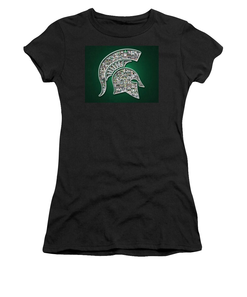 Michigan State Women's T-Shirt featuring the digital art Michigan State Spartans Football by Avid Sports Fan