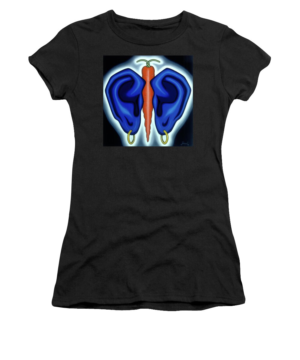  Women's T-Shirt featuring the painting Midreal Butterfly by Paxton Mobley