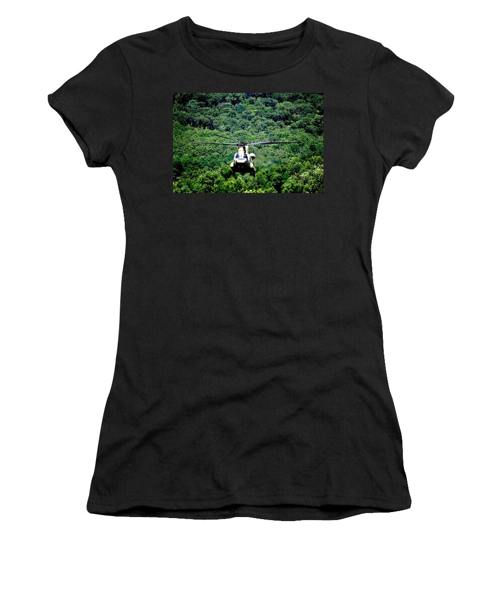 Helicopter Women's T-Shirt featuring the photograph Military Copter by Eileen Brymer