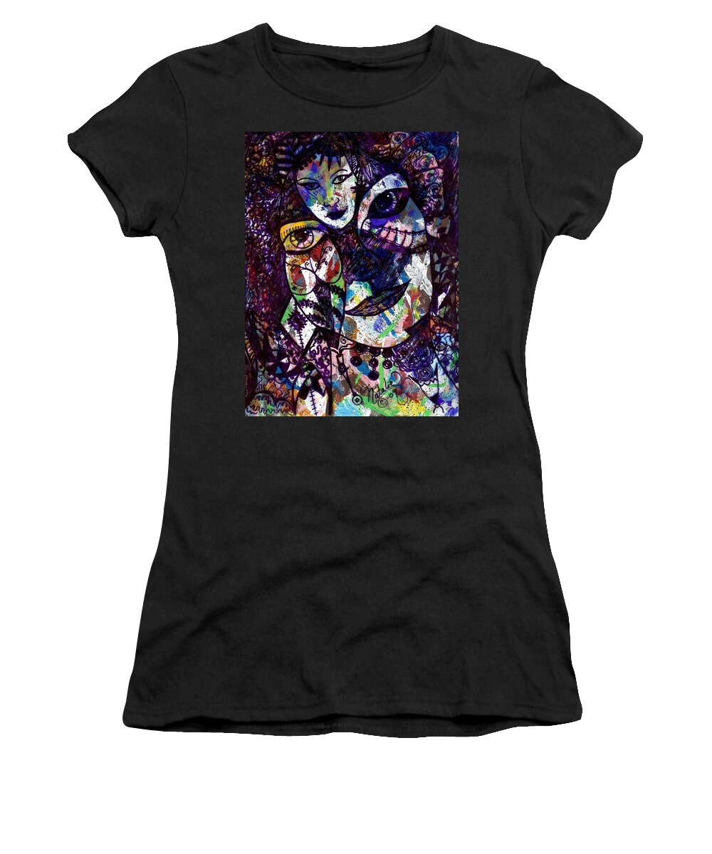 Female Women's T-Shirt featuring the painting Mind Reader by Natalie Holland