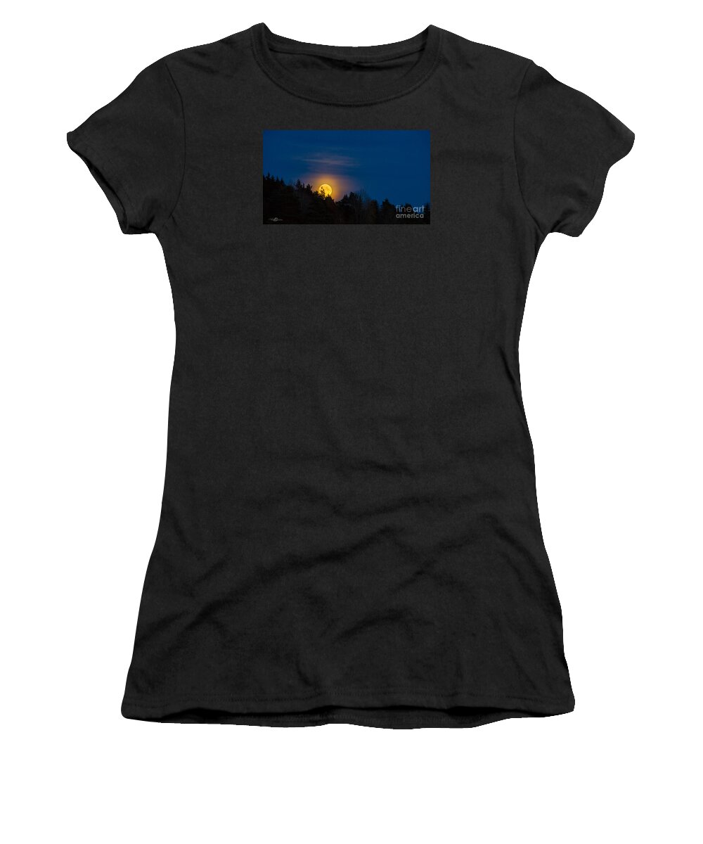 Moon Rise Women's T-Shirt featuring the photograph Moon rise by Torbjorn Swenelius