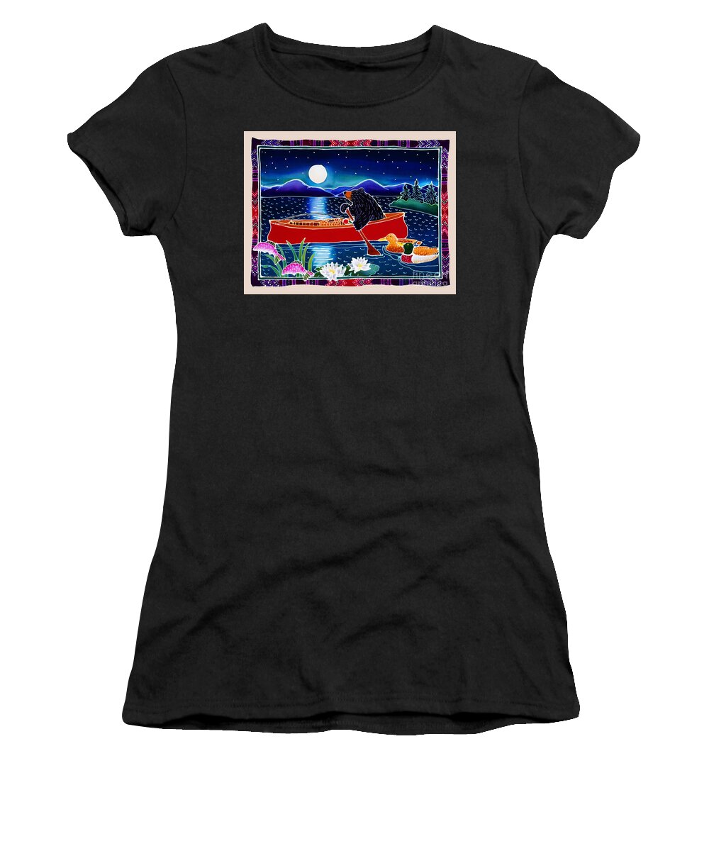Whimsical Women's T-Shirt featuring the painting Moonlight on a Red Canoe by Harriet Peck Taylor