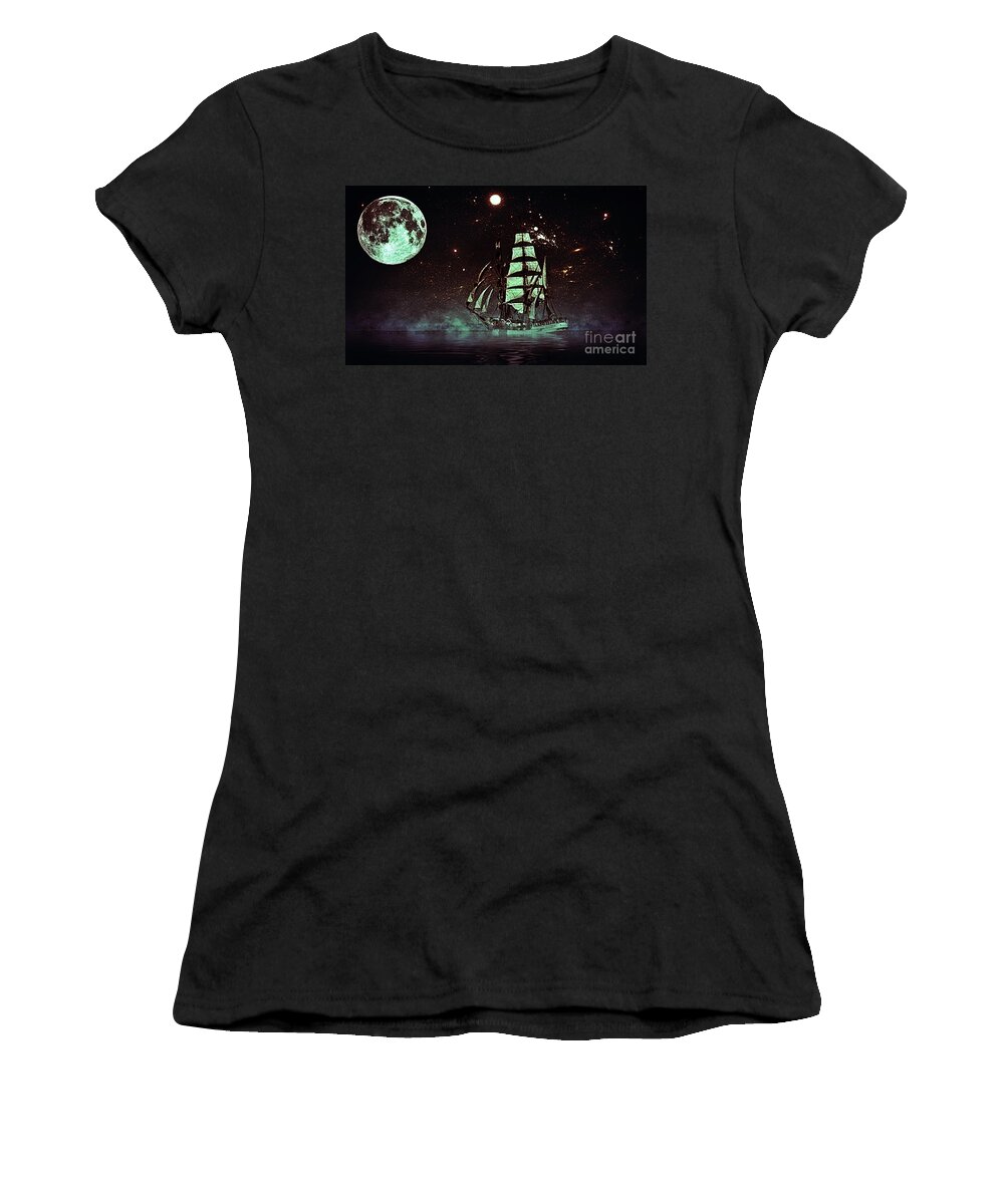 Moonlight Sailing Women's T-Shirt featuring the photograph Moonlight Sailing by Blair Stuart