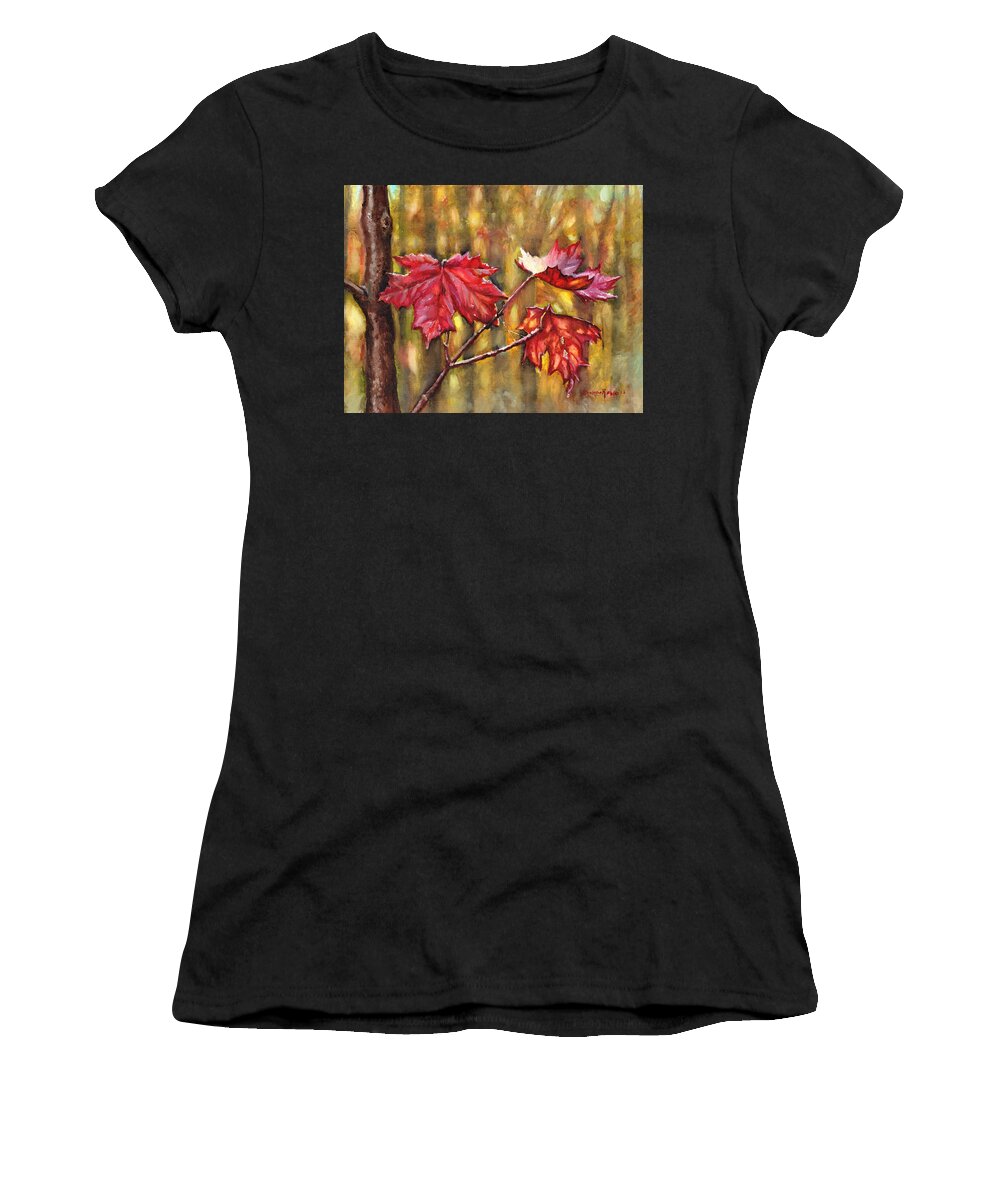 Autumn Women's T-Shirt featuring the painting Morning After Autumn Rain by Shana Rowe Jackson