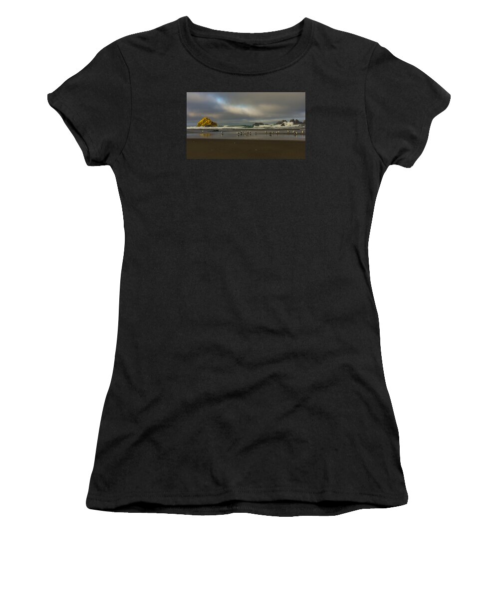 Bandon Or Women's T-Shirt featuring the photograph Morning light on the Beach by Ulrich Burkhalter