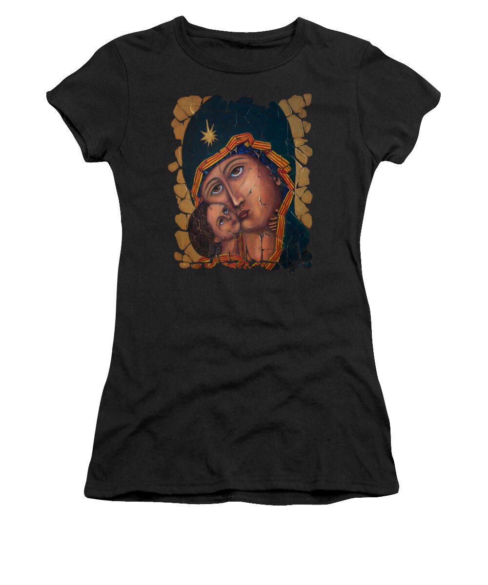 Vladimir Mother Of God Women's T-Shirt featuring the painting Mother of God by OLena Art