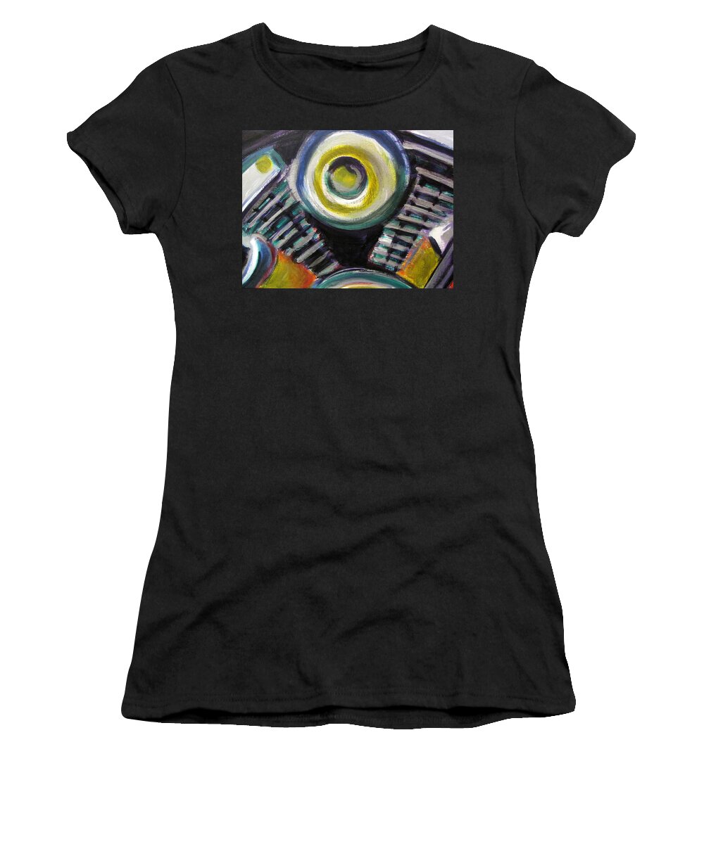 Motorcycle Women's T-Shirt featuring the painting Motorcycle Abstract Engine 2 by Anita Burgermeister