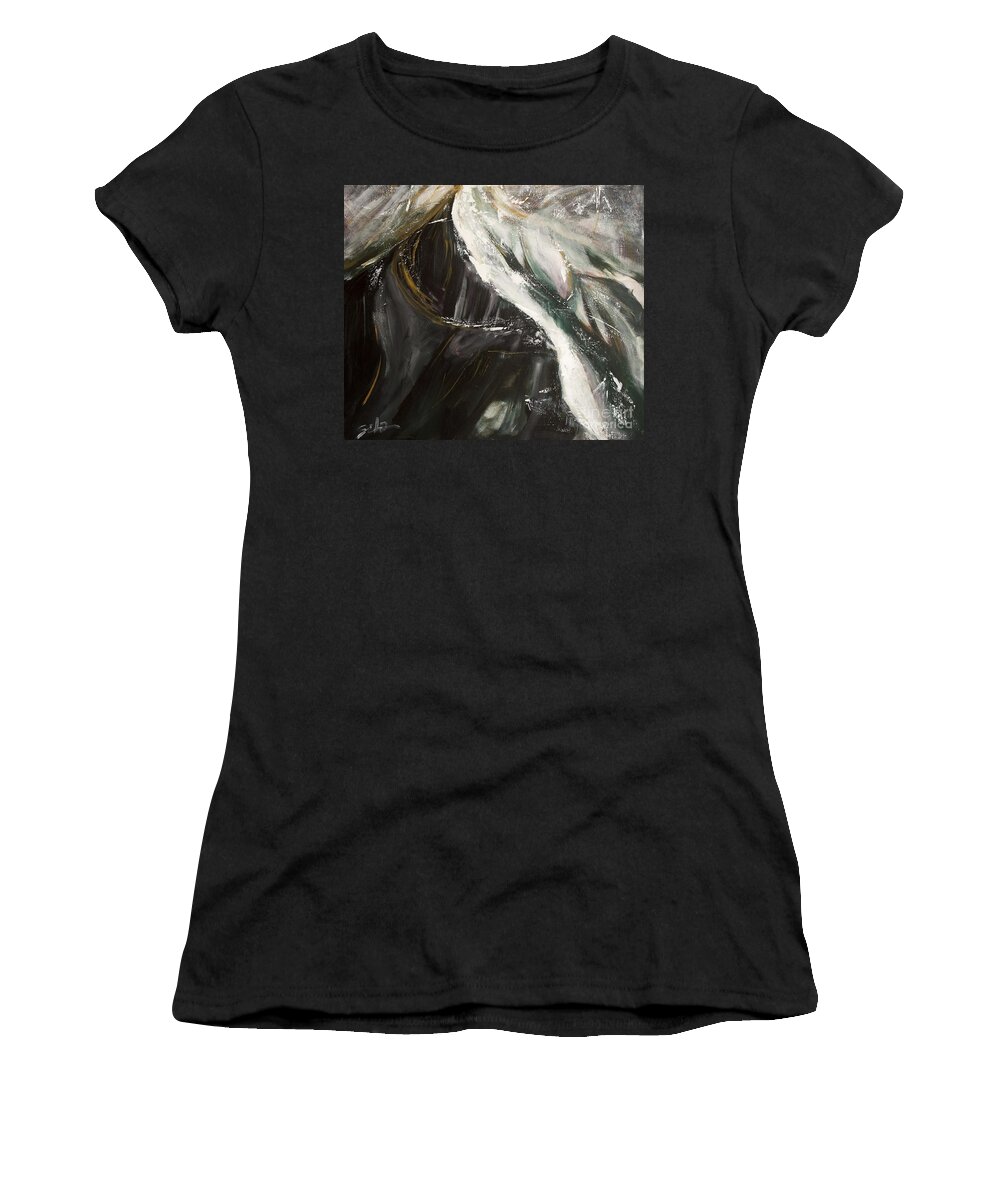 Abstract Landscape Women's T-Shirt featuring the painting Mountain Wind by Lidija Ivanek - SiLa