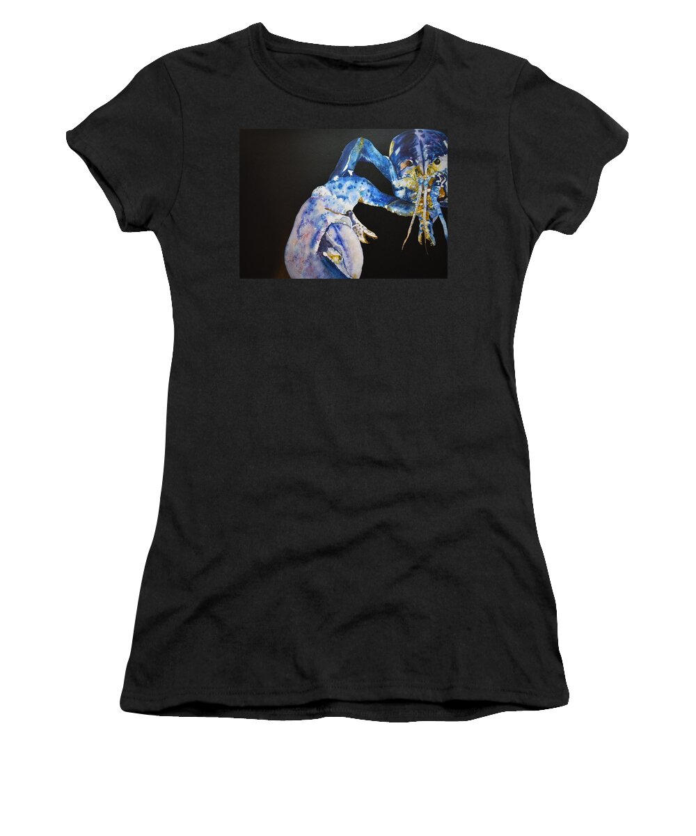 Maine Lobster Women's T-Shirt featuring the painting Mr. Blue Lobster by Kellie Chasse