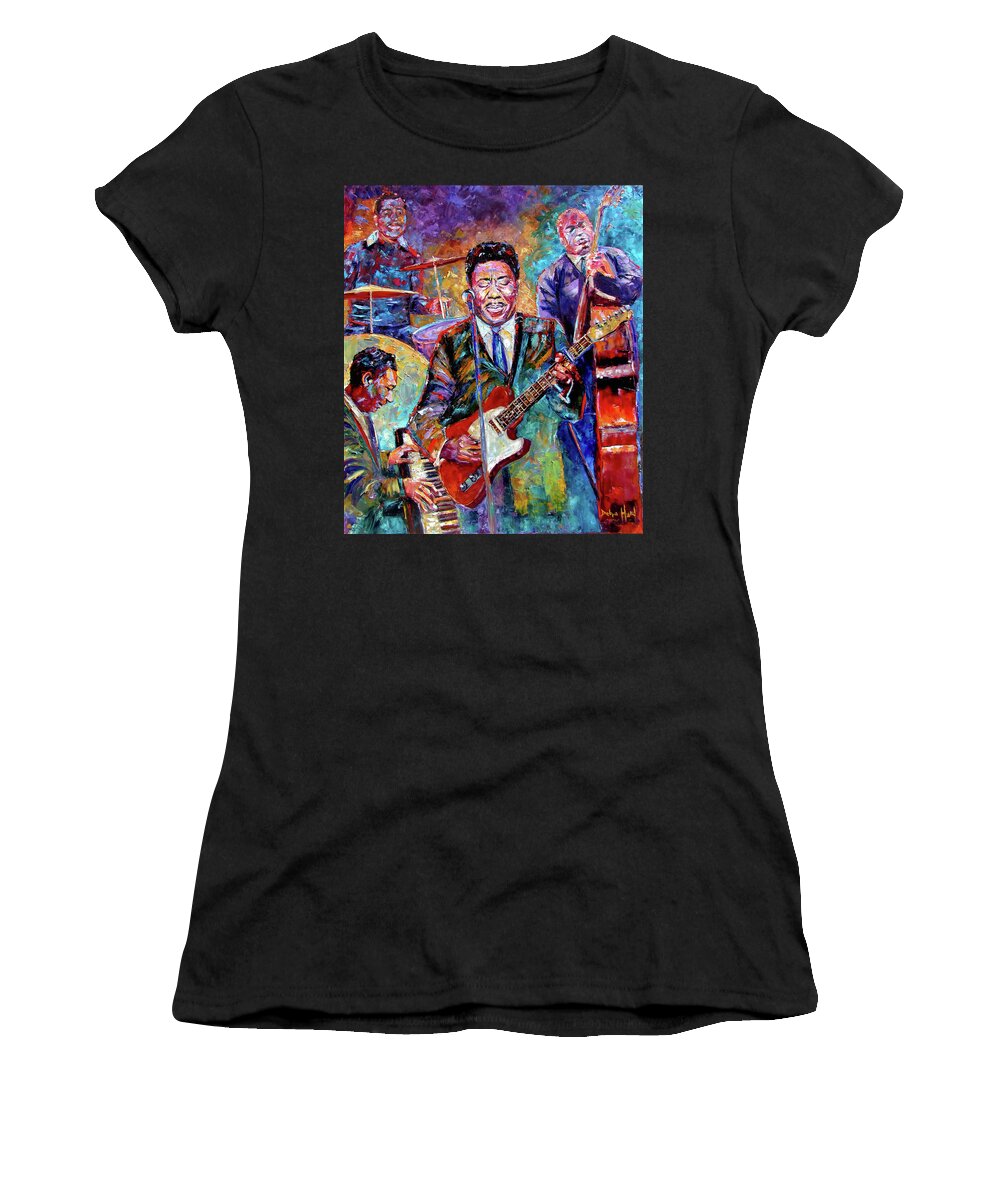 Muddy Waters Women's T-Shirt featuring the painting Muddy Waters and His Band by Debra Hurd