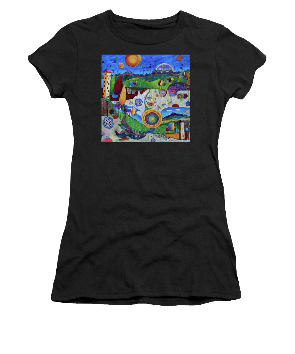 Whimsical Women's T-Shirt featuring the painting Multiverse by Winona's Sunshyne
