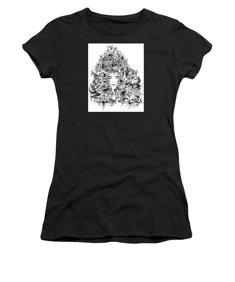 Pen Women's T-Shirt featuring the drawing Mystic by Danielle Scott