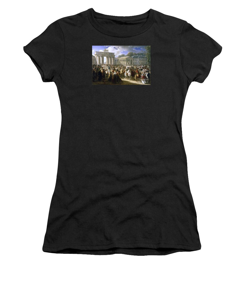 Charles Meynier - Napoleon In Berlin (meynier). After Defeating Prussian Forces At Jena Women's T-Shirt featuring the painting Napoleon in Berlin by Celestial Images