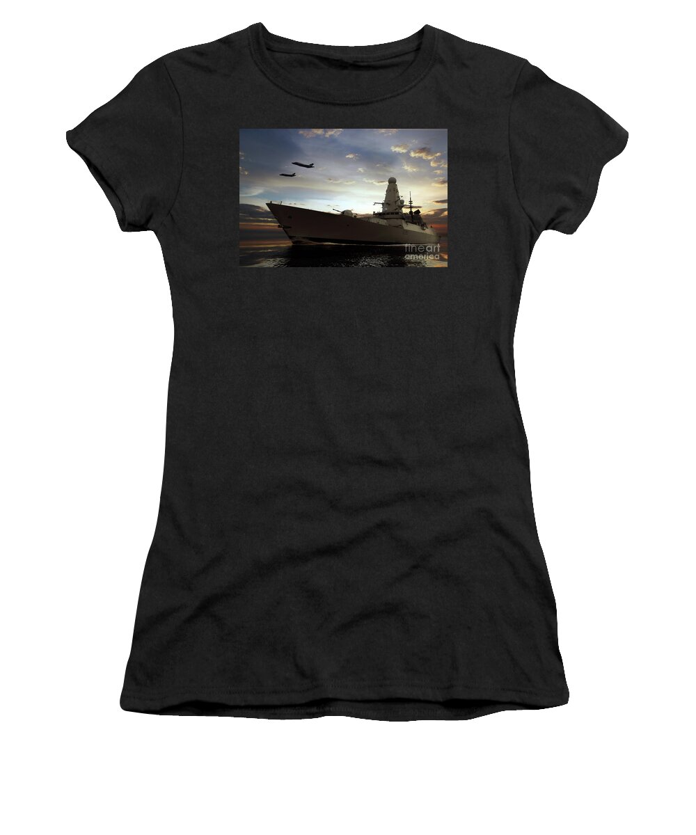 Hms Dragon Women's T-Shirt featuring the digital art Naval Warfare by Airpower Art