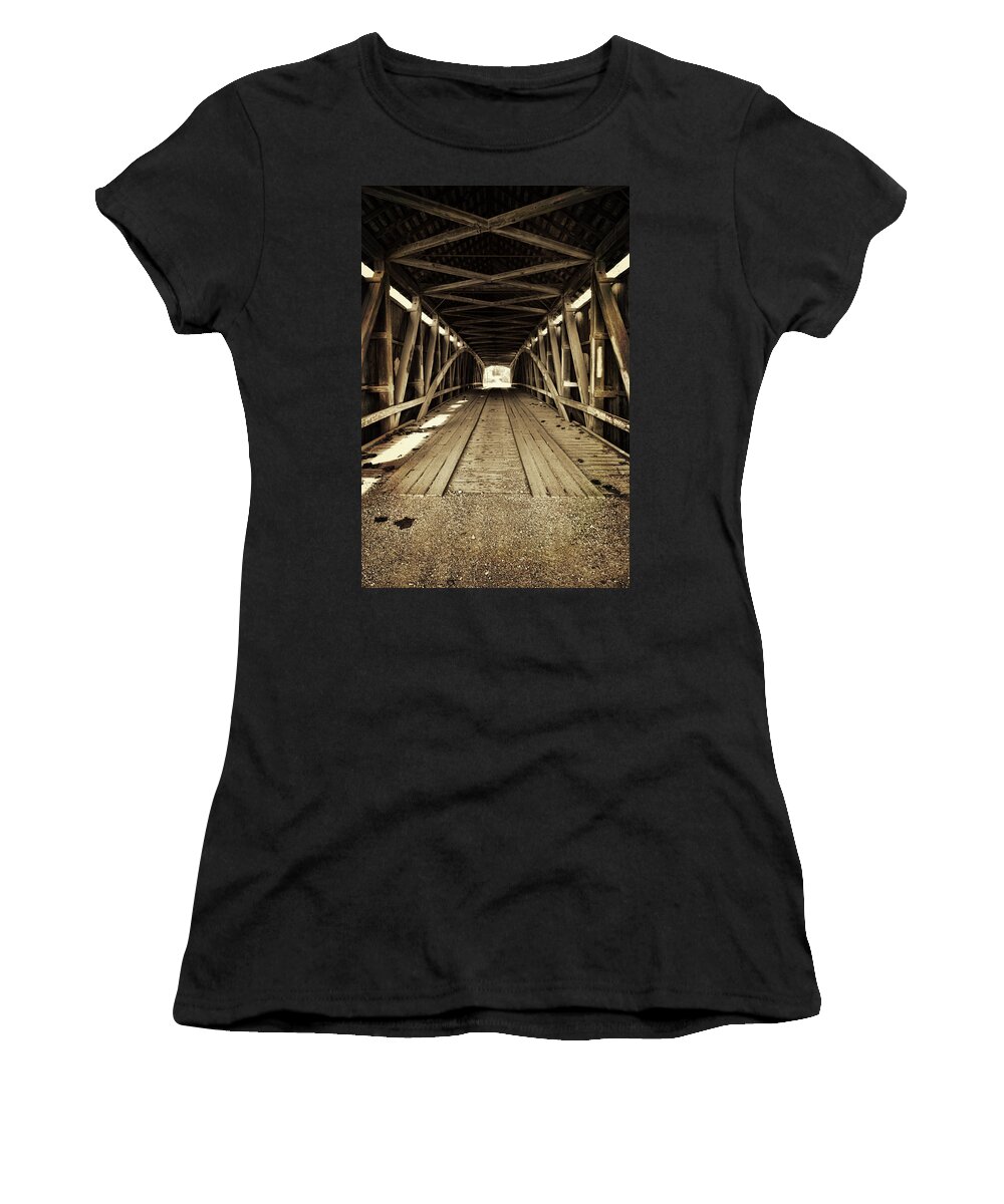 Covered Bridge Women's T-Shirt featuring the photograph Nevins Bridge by Joanne Coyle