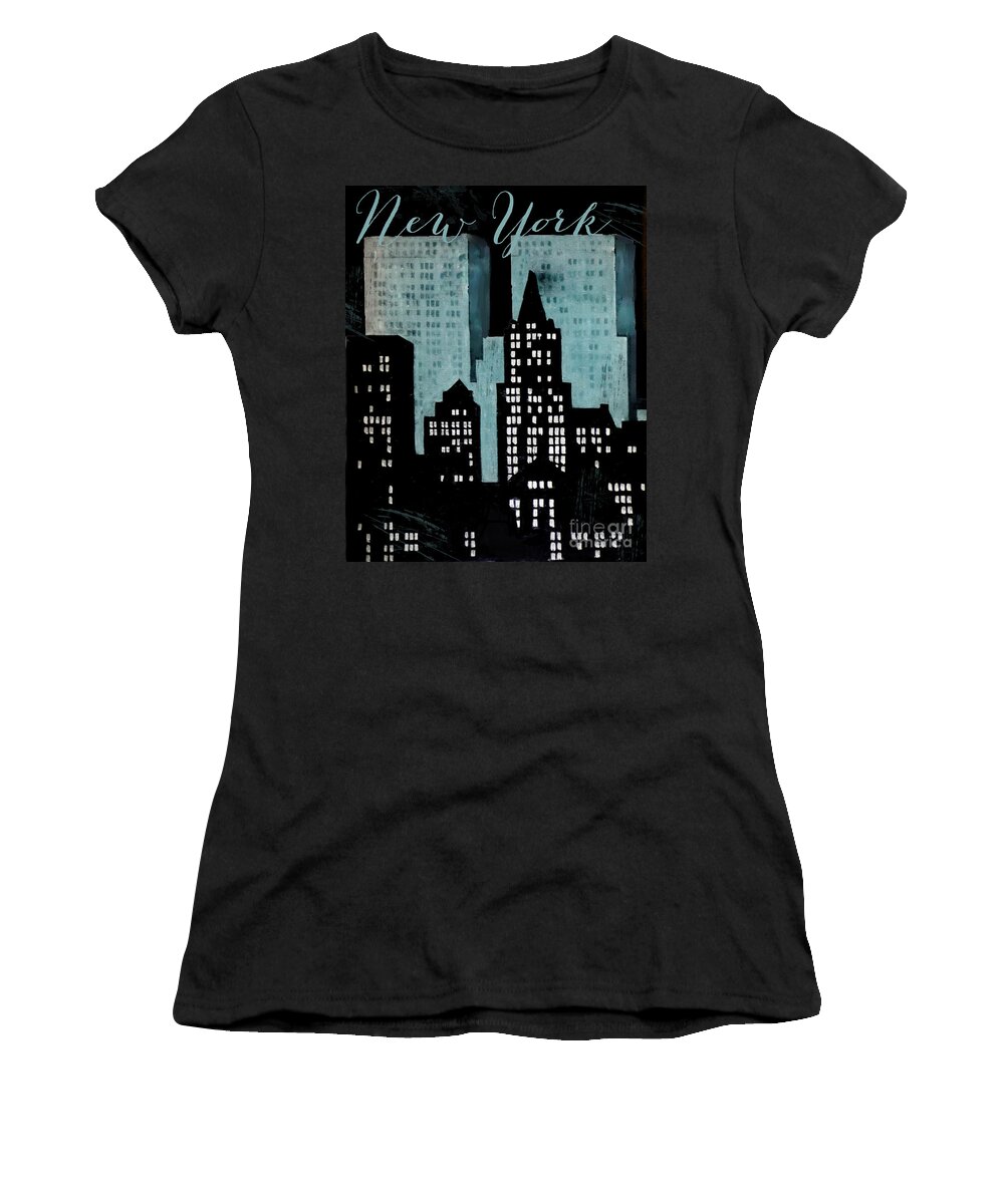 New York Women's T-Shirt featuring the painting New York Art Deco by Mindy Sommers