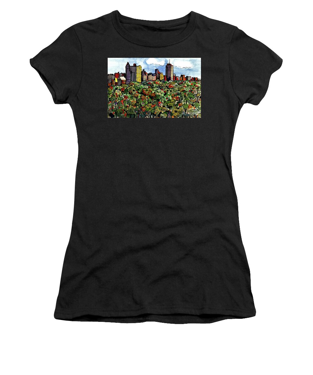 New York Women's T-Shirt featuring the painting New York Central Park by Terry Banderas