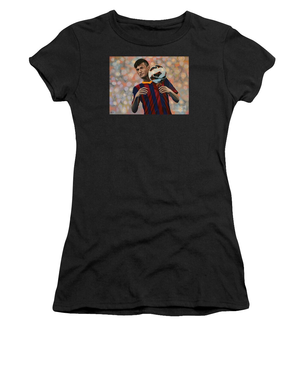 Neymar Women's T-Shirt featuring the painting Neymar by Paul Meijering