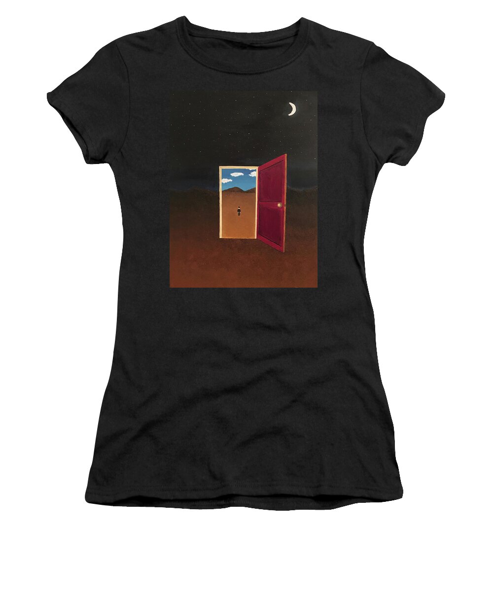 Magritte Women's T-Shirt featuring the painting Night Into Day by Thomas Blood