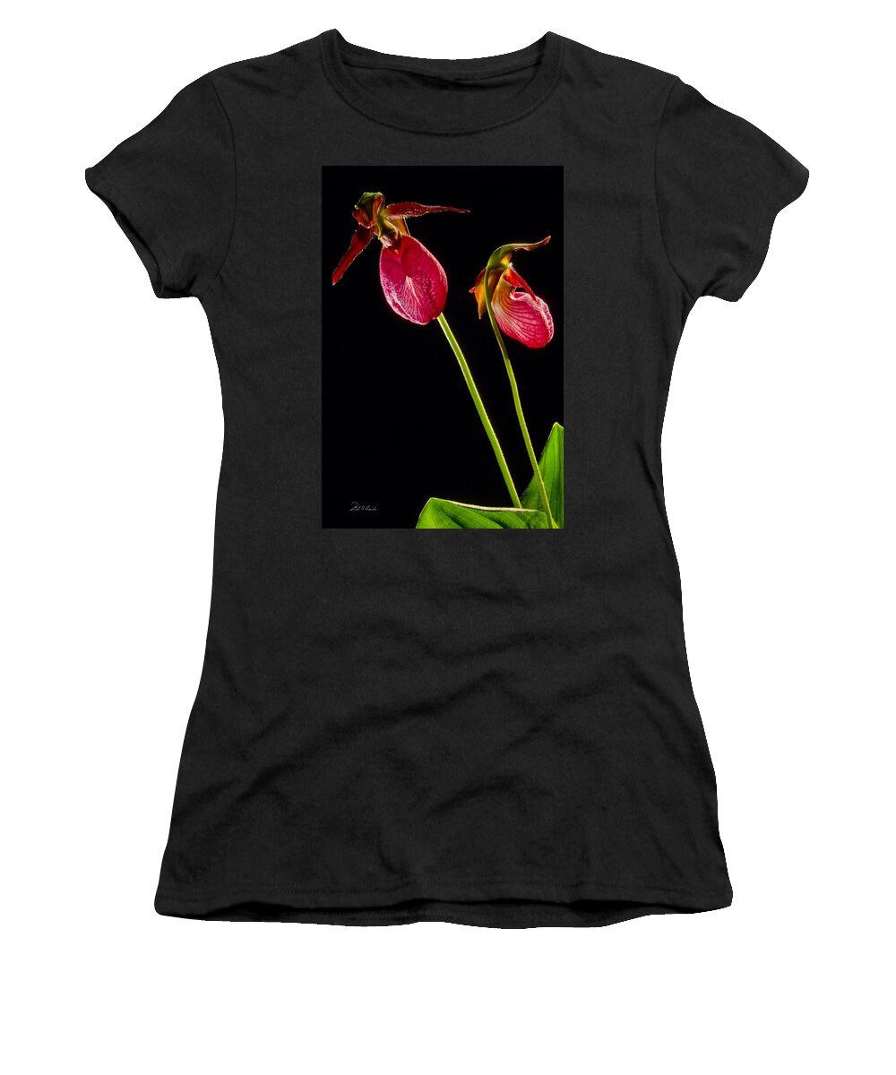 Photography Women's T-Shirt featuring the photograph No Lady Slipper Was Harmed by Frederic A Reinecke