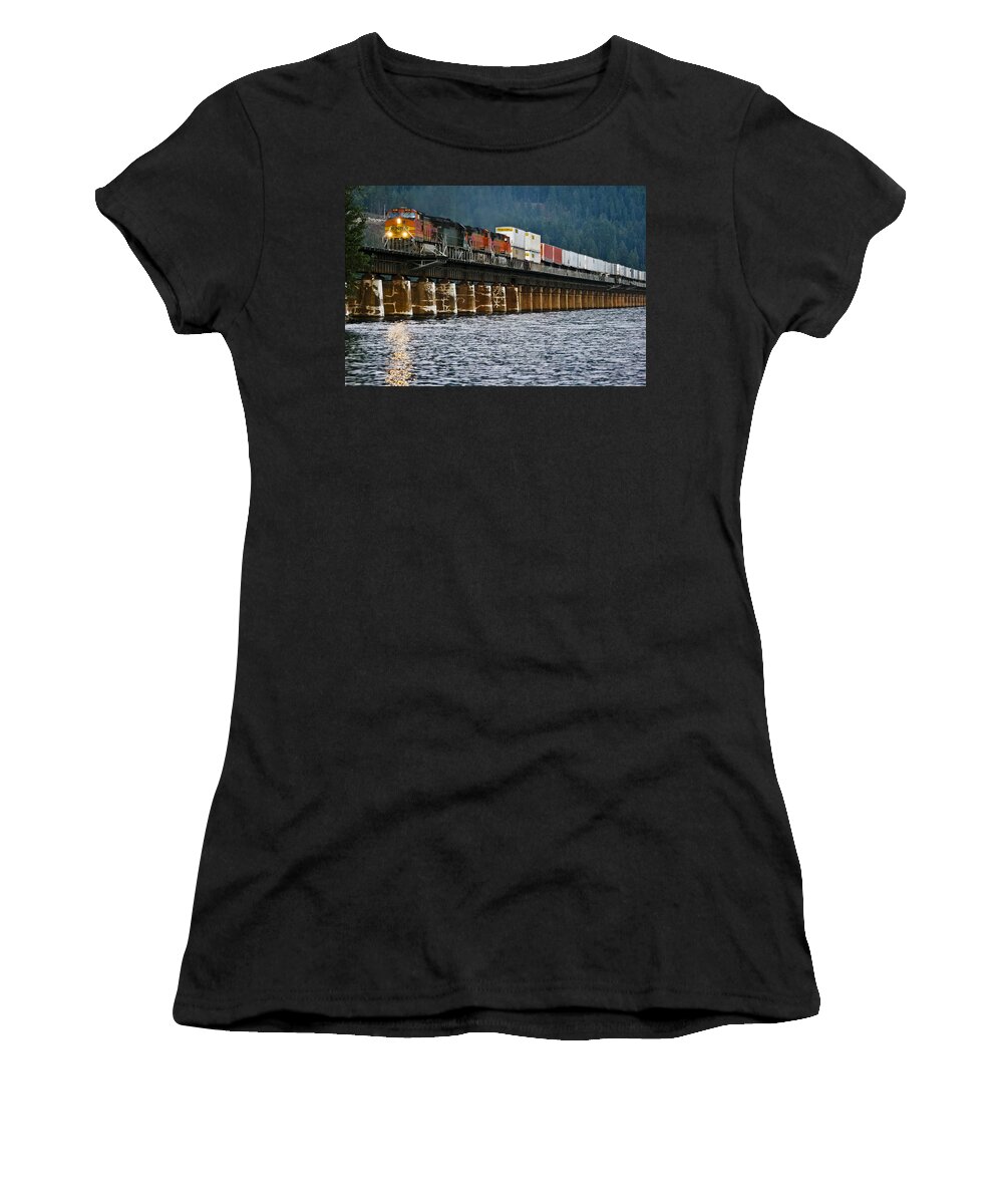 Train Women's T-Shirt featuring the photograph Northbound at Dusk by Albert Seger