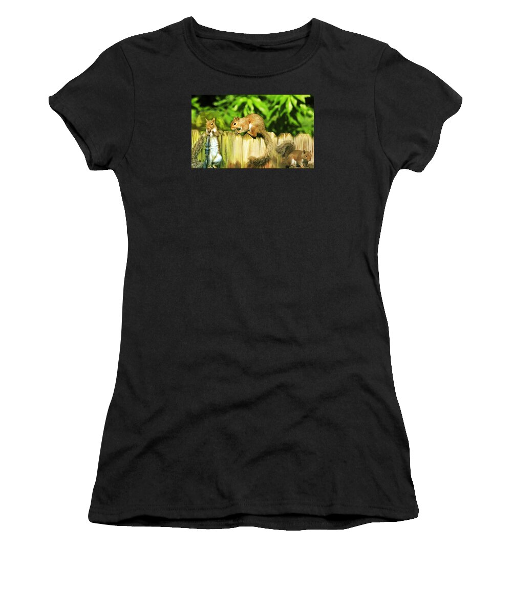 Squirrel Women's T-Shirt featuring the photograph Nutty Buddies by Ola Allen