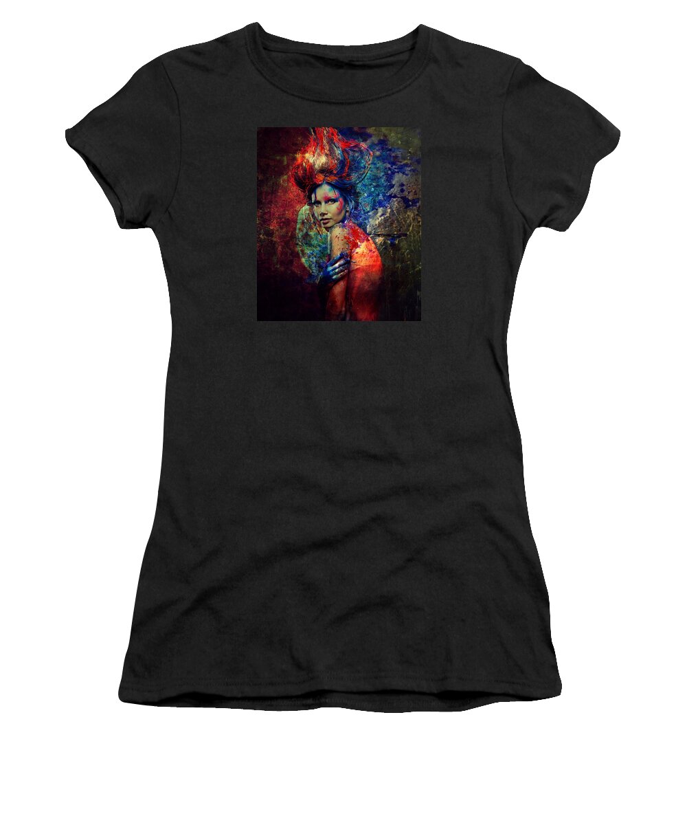 Nymph Women's T-Shirt featuring the digital art Nymph of Creativity 2 by Lilia D