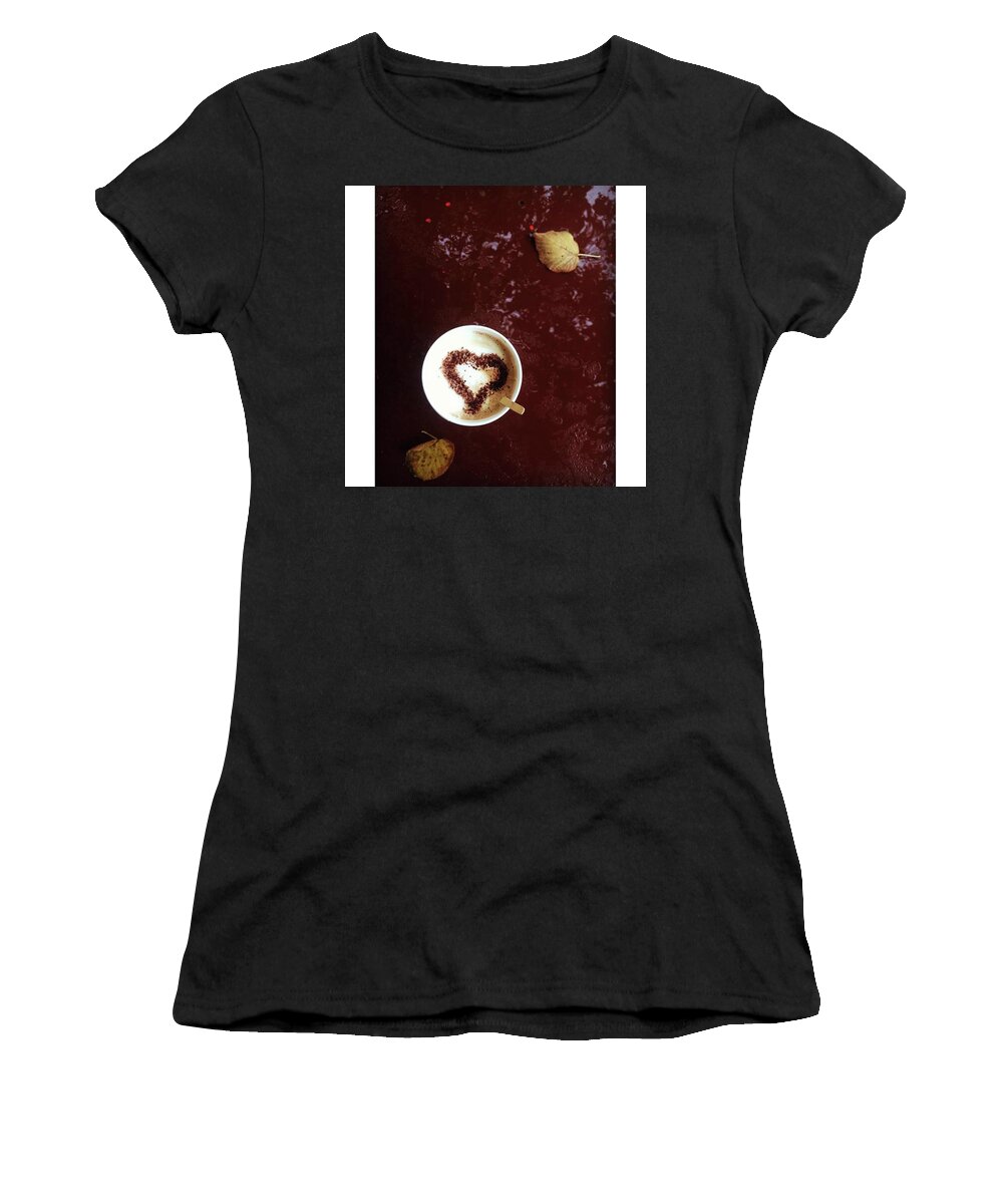 Heart Women's T-Shirt featuring the photograph #office #coffee
#heart #warm #color by Oksana Nepyipyvo