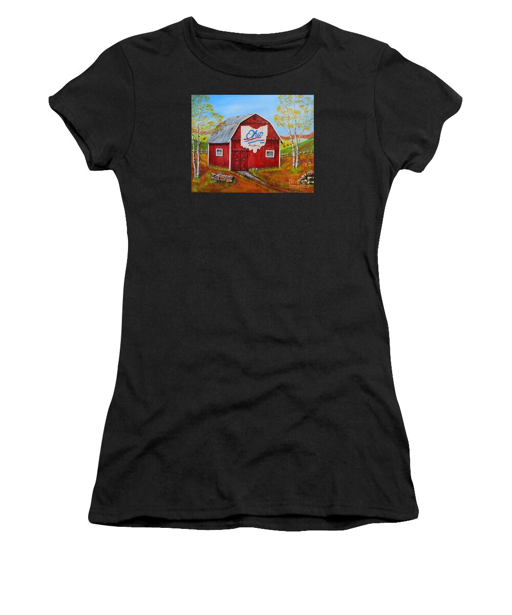 Ohio Barns Women's T-Shirt featuring the painting Ohio Bicentennial Barns 2 by Melvin Turner