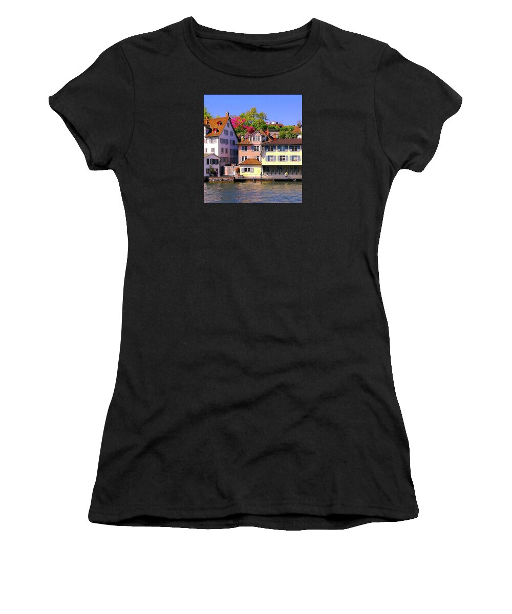 Zurichprint Women's T-Shirt featuring the photograph Old Town Zurich, Switzerland by Monique Wegmueller
