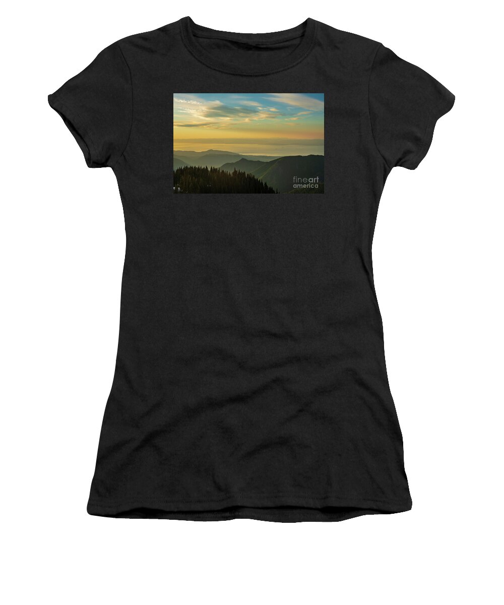 Olympic National Park Women's T-Shirt featuring the photograph Olympic Peninsula Sunset Layers by Mike Reid