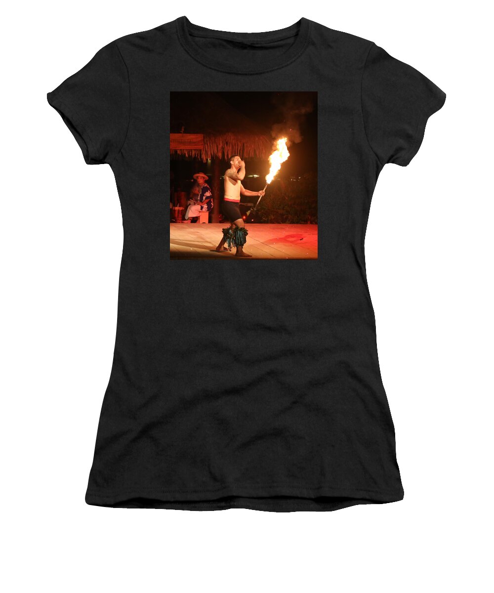 Tahiti Women's T-Shirt featuring the photograph On Fire in Tahiti by Kathryn McBride