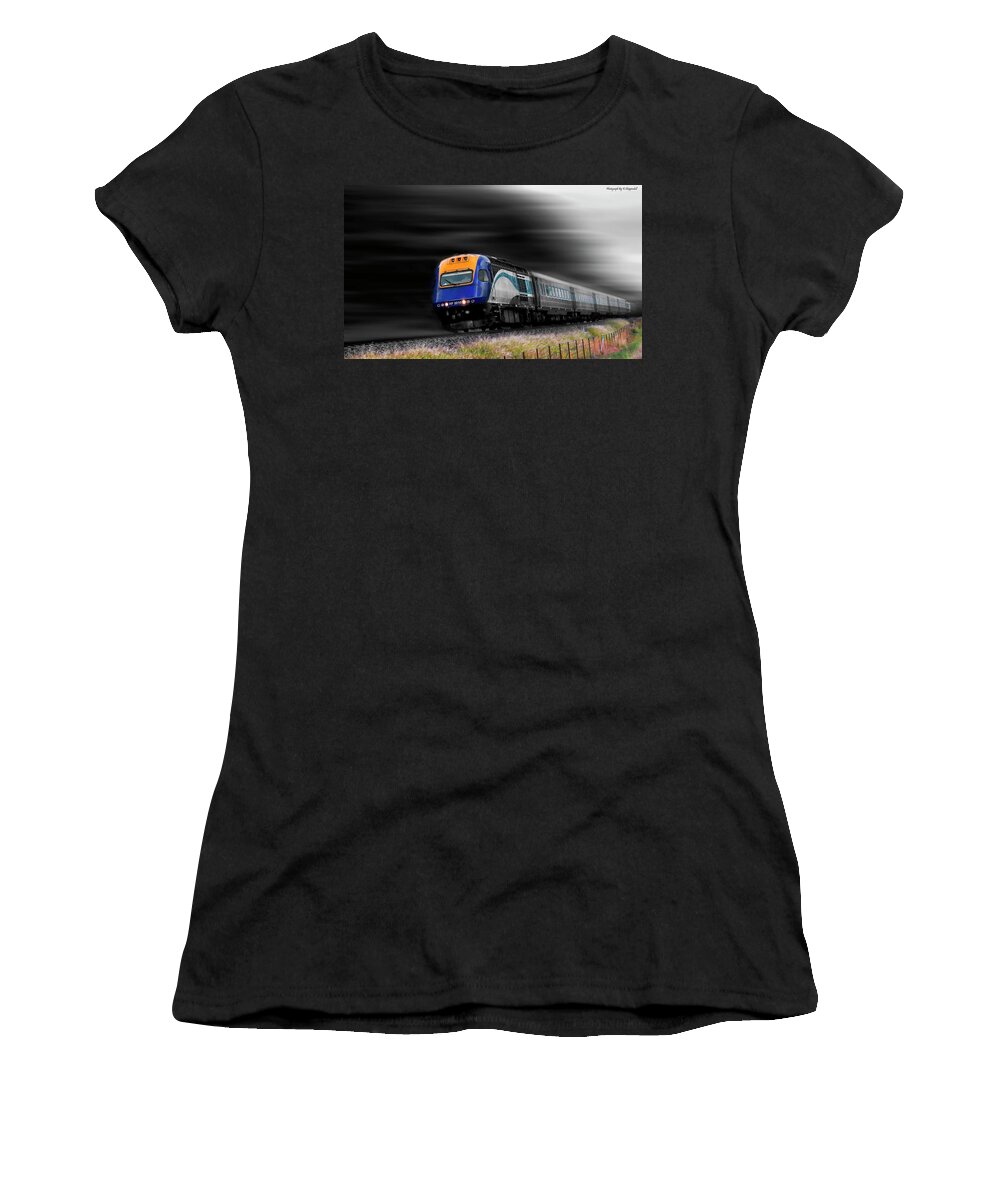 Trains Australia Women's T-Shirt featuring the digital art On the move 01 by Kevin Chippindall