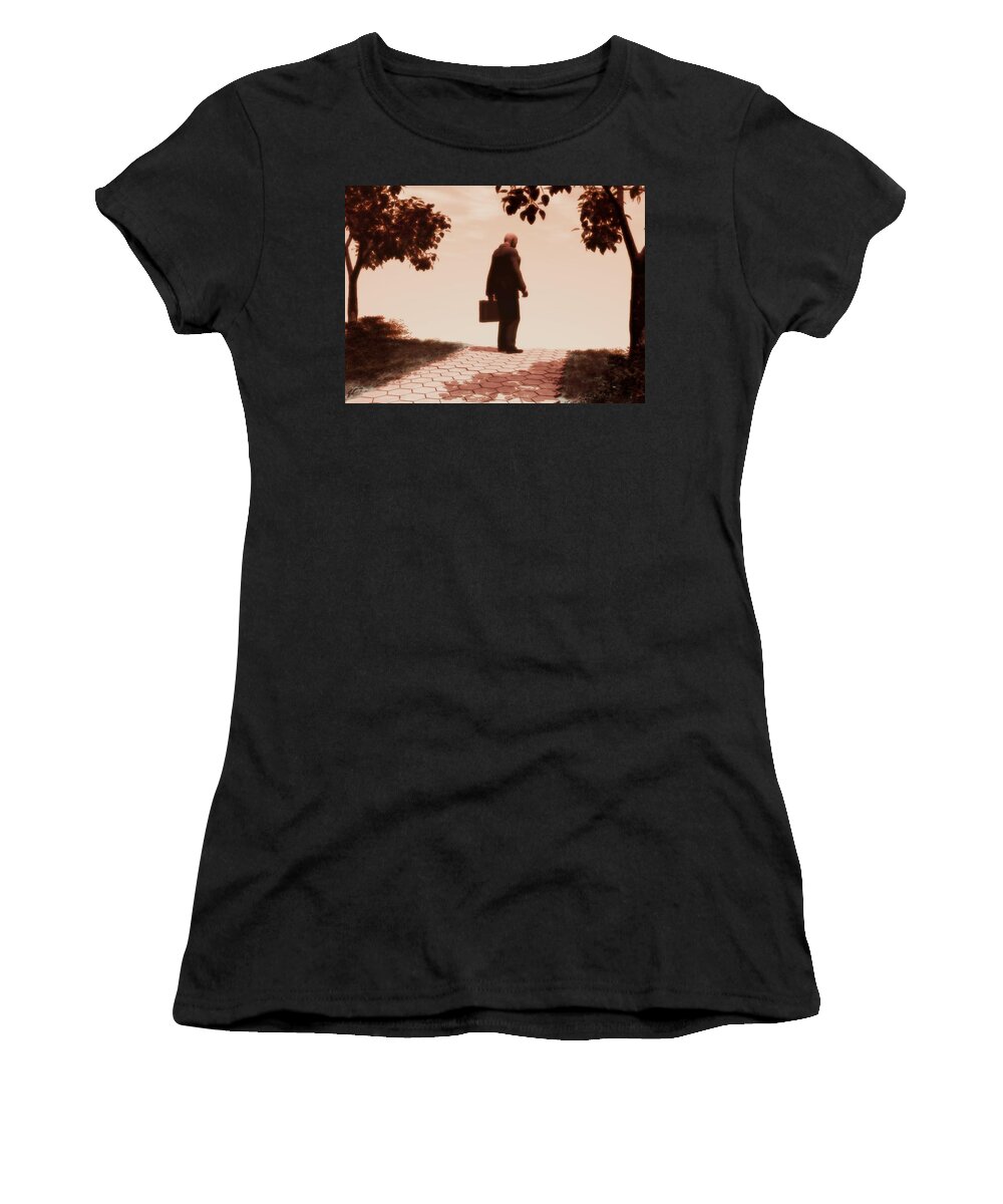 Path Women's T-Shirt featuring the digital art On The Path to Nowhere by John Alexander