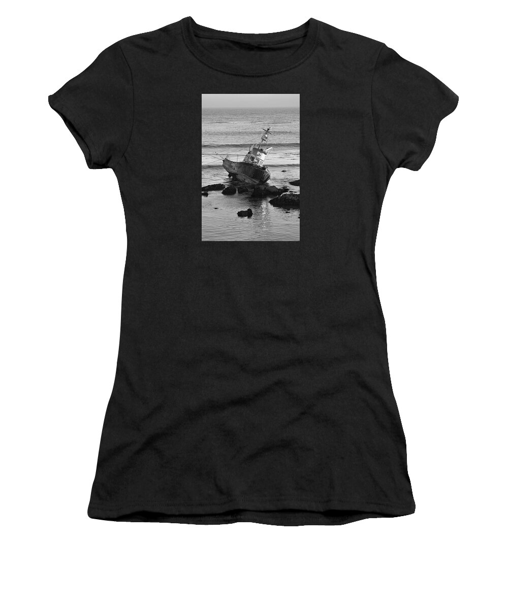 Photograph Women's T-Shirt featuring the photograph On the Rocks Black and White by Suzanne Gaff