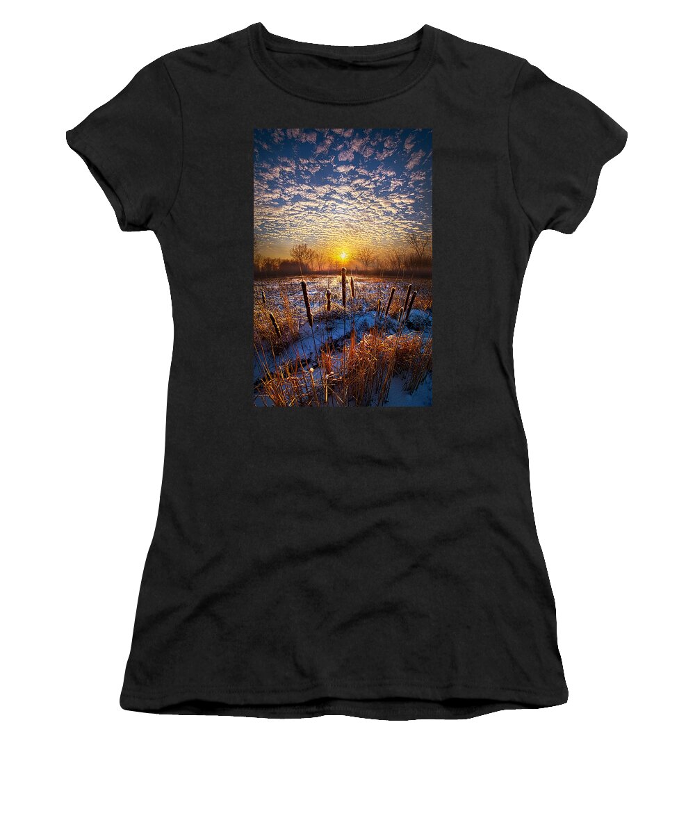 Cattails Women's T-Shirt featuring the photograph One Day At A Time by Phil Koch