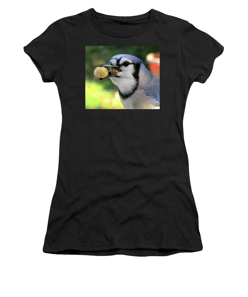 Blue Jay Women's T-Shirt featuring the photograph One for the Road by Linda Stern