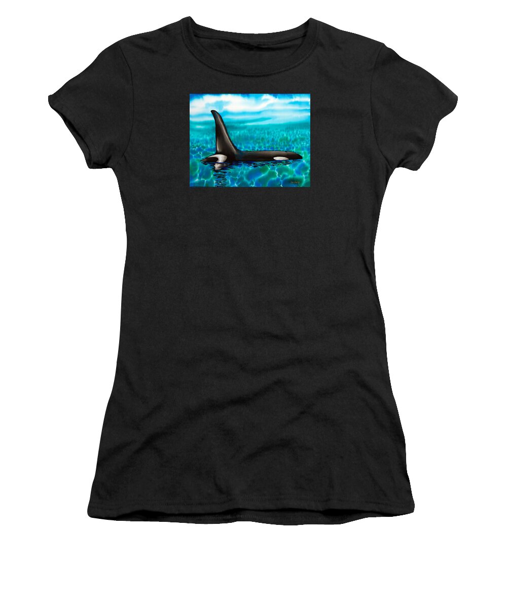  Orca Women's T-Shirt featuring the painting Orca by Daniel Jean-Baptiste
