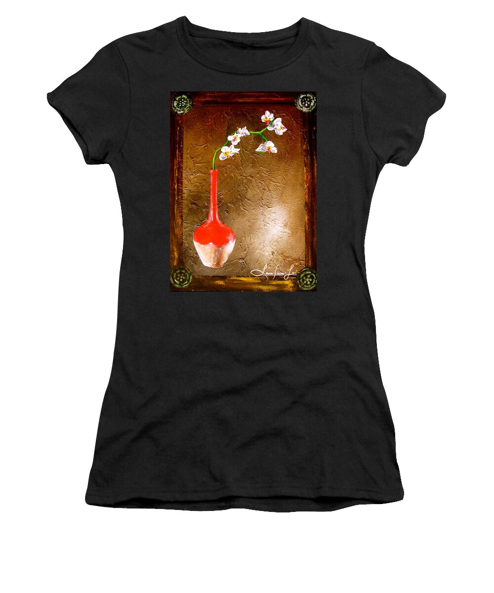 Orchid Art Beautiful Art Women's T-Shirt featuring the painting Orchid 3 by Laura Pierre-Louis
